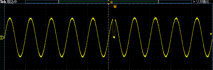 ② 0.002秒の停電した波形（UPSの入力）